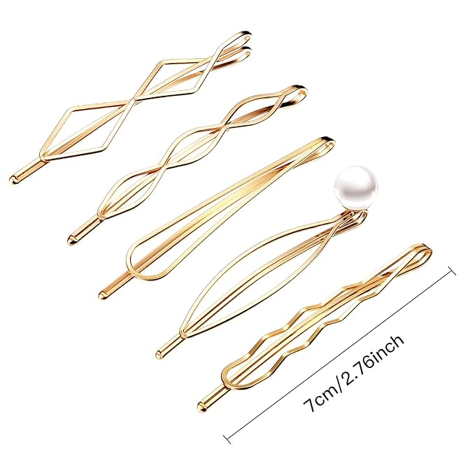 10 Pieces Geometric Metal Hair Clips and Barrettes for Women and Girls, Hair Styling Minimalist Wedding Dainty Accessories (Gold)