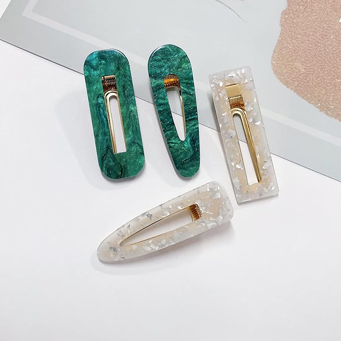 12 Pieces Acrylic Resin Marble Hair Clips Set, Decorative Pearls Hair Barrettes Sweet Decorative Bobby Pins Hairpin Headwear Hair Accessories Headwear for Women and GirlsâŚ