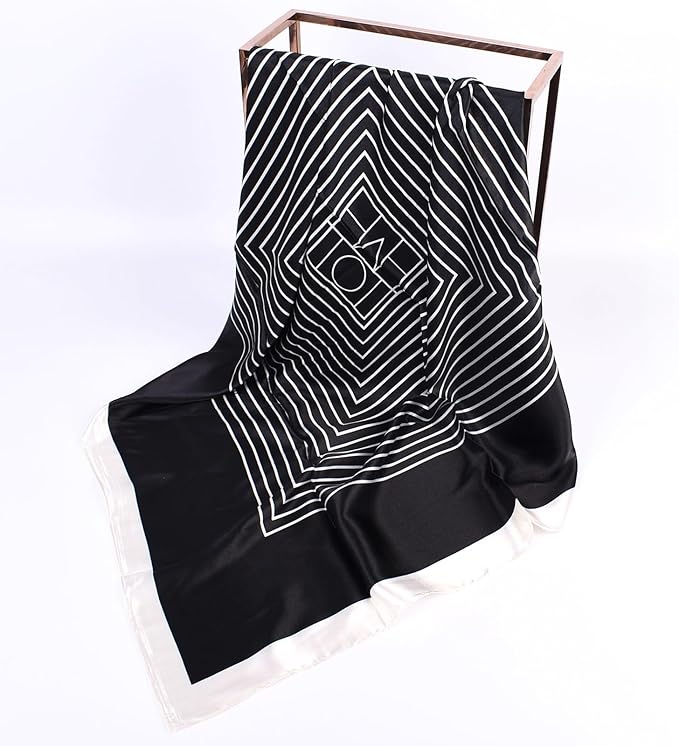 35 x 35 Women's Fashion Pattern Large Square Silk Like Hair Scarf Head Sleeping Wrap Satin Neck Bandana for Gift…