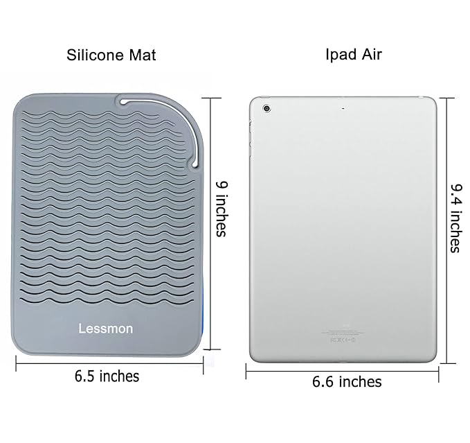 Heat Resistant Mat for Curling Irons, Hair Straightener, Flat Irons and Hair Styling Tools 9" x 6.5", Grey