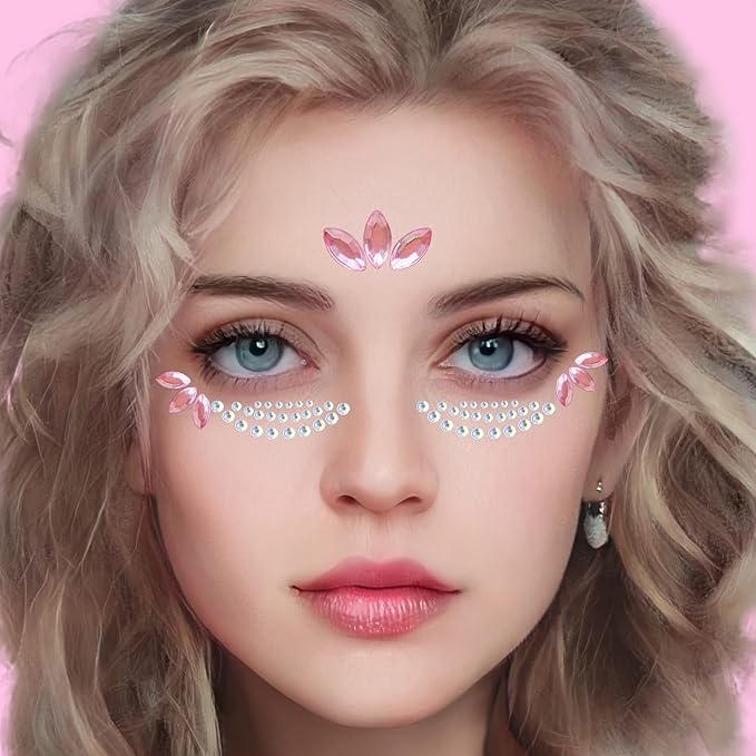 9 Sheets Eye Body Face Gems Makeup Jewels Rhinestone Stickers Self Adhesive Crystal Rainbow Makeup Diamonds Face Stick Gems for Women Festival Accessory and Nail Art Decorations