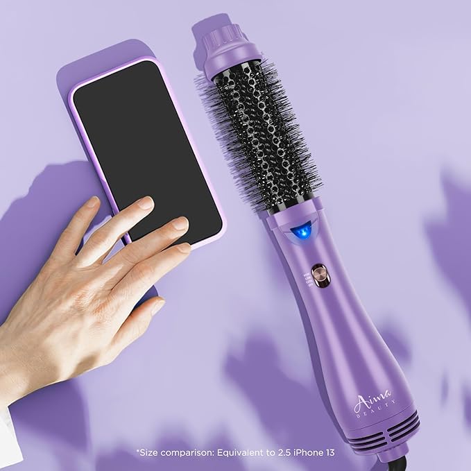 Hot Air Brush, Aima Beauty Salon One-Step Hair Dryer and Volumizer, 4-in-1 Hair Dryer Brush, Hair Styling Tools, Purple-Round