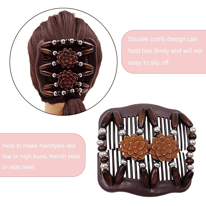 5 Pieces Stretchy Magic Hair Comb Adjustable Elastic Comb Hair Clip for Women Girls No Crease Hair Pins Vintage Hair Bun Maker Hair Accessories for Curly Thick Wavy Hair Ponytail
