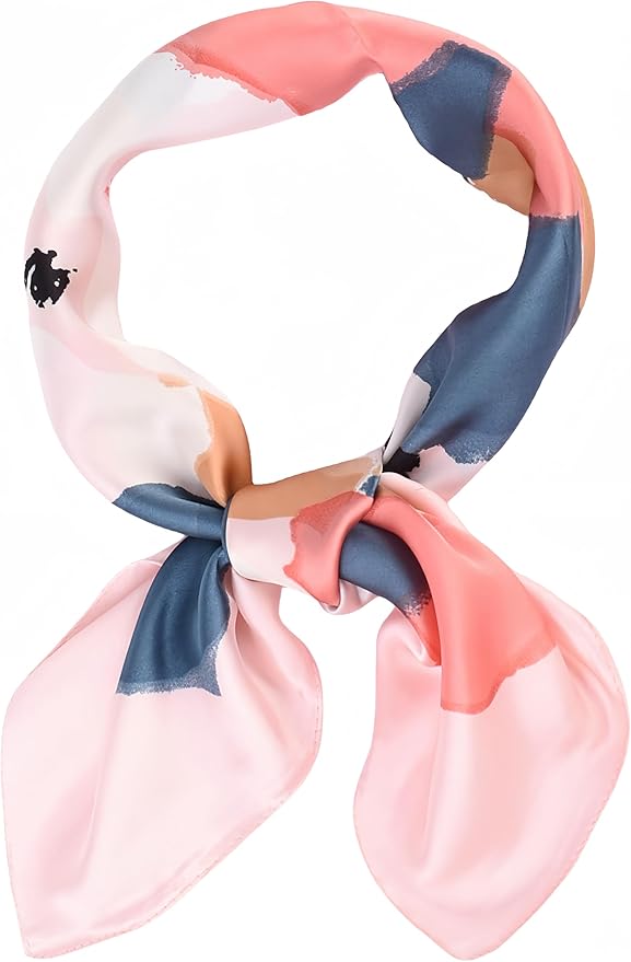 MINIDORA Satin Scarves for Women 27.5 × 27.5 inches Medium Square Elegant Silk Feeling Head Scarf