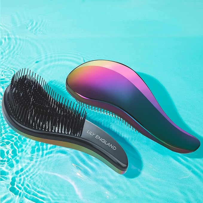 Lily England Hair Brushes for Women with Flexible Bristles - Pain-Free Detangler Brush for Curly, Thick, Straight & Natural Hair - Gentle Hairbrush for Women - Petrol Color