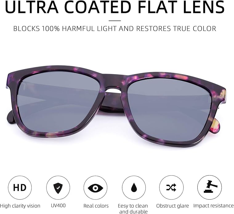 COLOSSEIN Sunglasses Womens,Classic Square Frame UV400 Mirrored Lens,Sunglasses Fit For Beach,Vacation,Driving