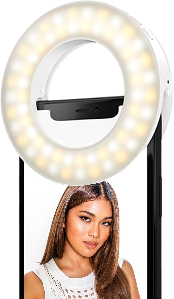 Selfie One - Ring Light for Phone, iPhone, Android or Laptop | 3 Adjustable Light Modes | Rechargeable Batteries | Clip On Design | Perfect for Beauty, Influencers, Creators