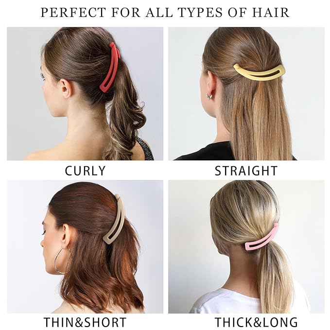 4.7 Large Hair Clips for Thick Hair - 6 Pcs No Slip, No Crease Ponytail Holders, Matte Vibrant Colors