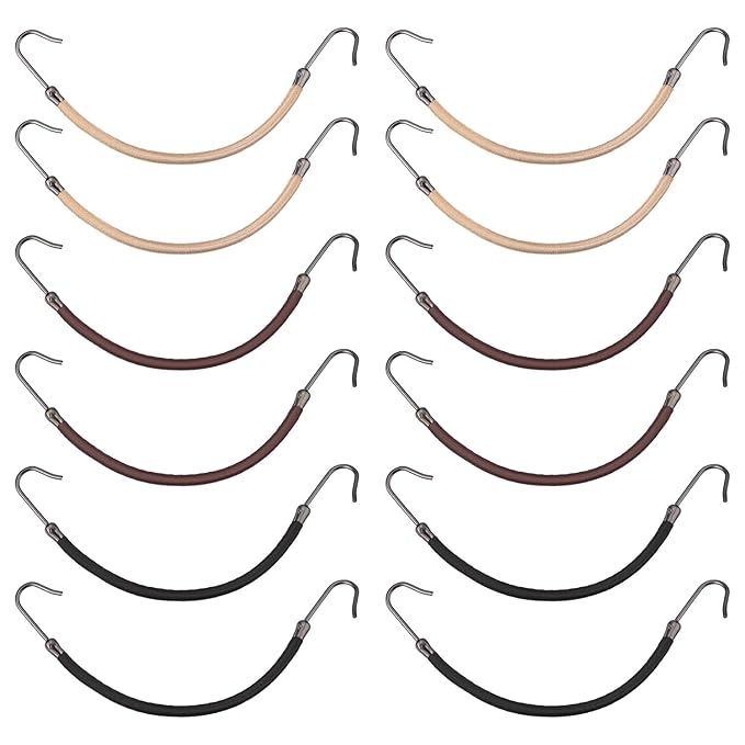 15 Pieces Elastic Hook Hair Tie Styling Ponytail Holder Hooks Cord for Curly Long Hair(Black, Brown and Blonde)
