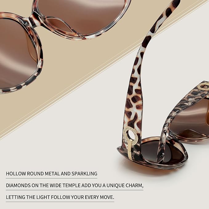 Joopin Big Womens Sunglasses Polarized Trendy Sun Glasses Large Rectangle UV Protection Rhinestone Sunnies
