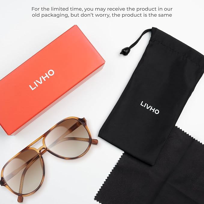 livho Trendy Polarized Aviator Sunglasses Women Men, Retro Sun Glasses for Women Men 2025, Oversized UV Protection Shades