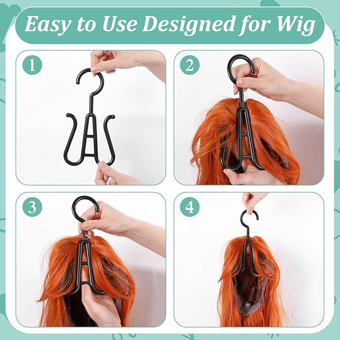 2Pcs Hair Extension Holder Wig Storage Bags with Hanger for Multiple Wigs Dust Proof Wig Hanger for Store Hair Extensions wigs Accessories(Black)
