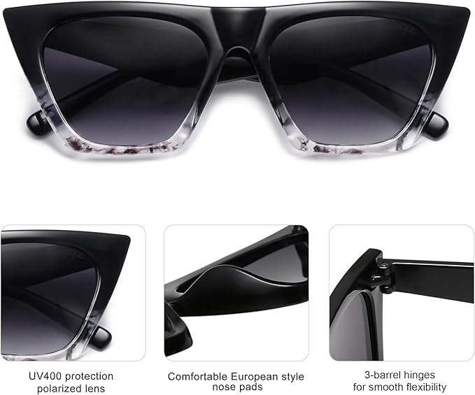 SOJOS Trendy Oversized Square Cateye Polarized Sunglasses Womens Big Frame Shades SJ2115
