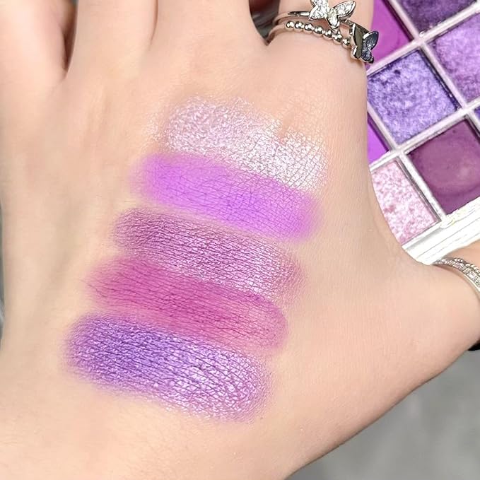 9 Colors Eyeshadow Palette - Purple Eyeshadow Theme, High Pigmented Blendable Matte & Glitter Shimmer Finishes, 24-Hour Long Lasting Mauve Eye Makeup for Christmas & Music Festivals(Purple)