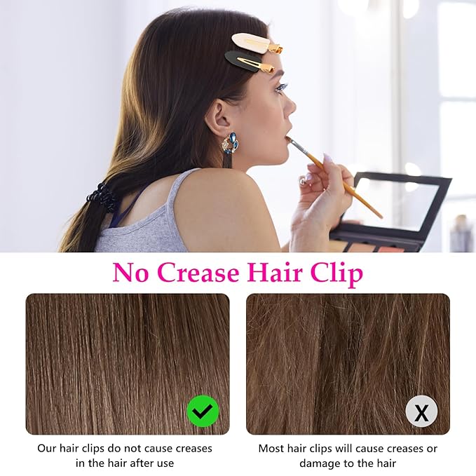 D 6 Pcs No bend Hair Clips No Crease Hair Clip Makeup Clips for Women and Girls Flat Hair Clips for Hairstyling Salon Golden Handle