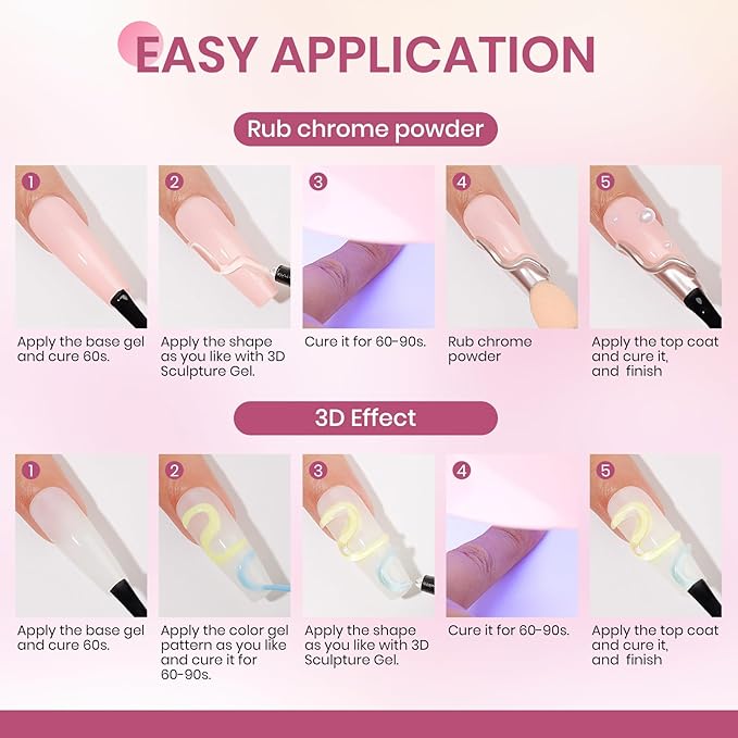 MIZHSE 3D Nail Gel, 2 Pcs 15g 3D Gel Nail Art Sculpting Gel for Nail Art, No Wipe Clear and Milky White Molding Gel for Nails Art Decoration Manicure Charms Home DIY