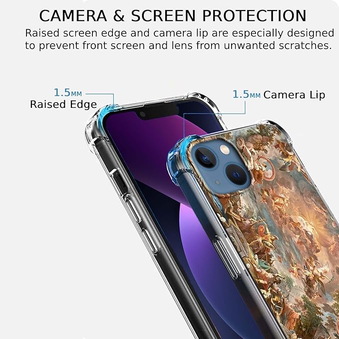 Case for iPhone 13 Mini with Renaissance Art Design,Aesthetic Classical Angel God Painting,Unique Soft TPU Protective Phone Cover(13mini,Gods)