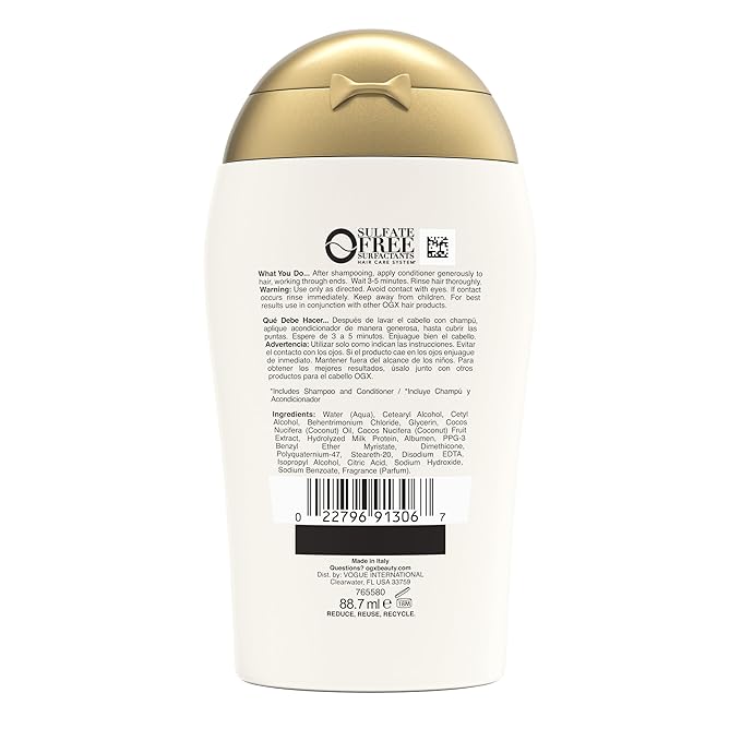 OGX Nourishing + Coconut Milk Conditioner, 3 Ounce Trial Size (Pack of 2)