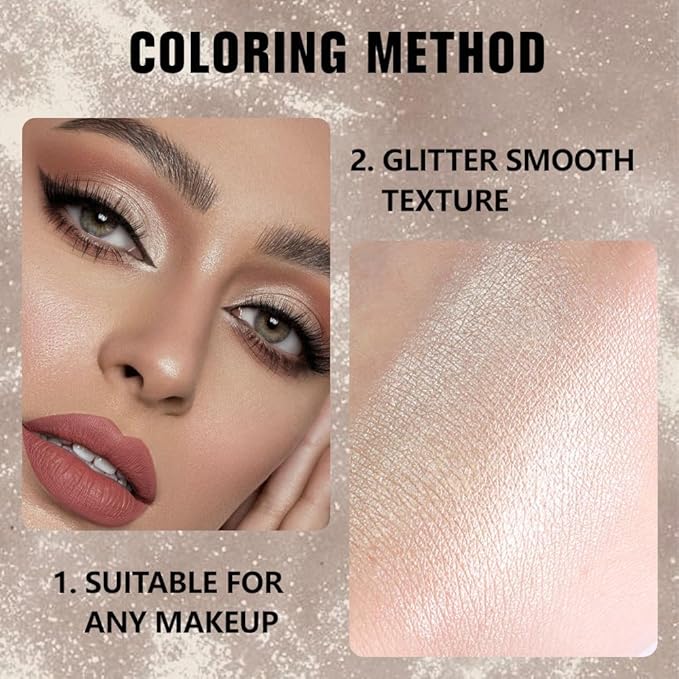 evpct Light Nude Brown Shimmer Single Eye shadow Palette Makeup for Older Women, Iced Latte Glitter Sparkly Cream Eye Shadow Palette Brightener for Older Women, High Pigment Monochrome Mini Eyeshadow