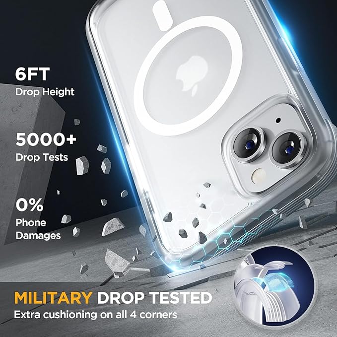 Miracase Glass Series Designed for iPhone 13 Mini Case 5.4 inch, 2023 Upgrade Full-Body Magnetic Clear Case with Built-in 9H Tempered Glass Screen Protector,Compatible with MagSafe,Clear
