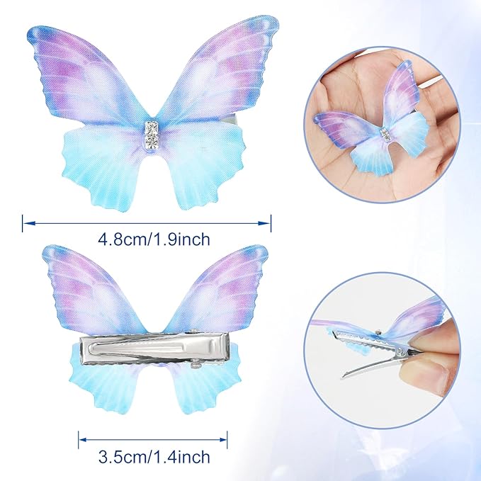 20Pcs Moving Glitter Hair Clips, Fairy Hair Accessories for Women and Teens, Colorful 90s Clips (Blue)