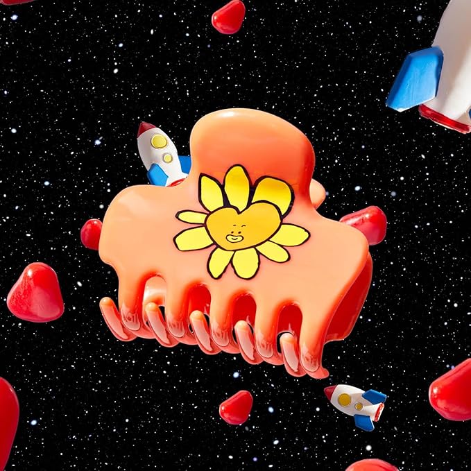 Kitsch BT21 Women's Recycled Plastic Puffy Medium Hair Clips Thin Hair and for Short Hair