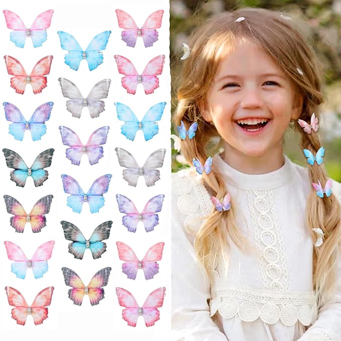 20Pcs Moving Glitter Hair Clips Fairy Accessories for Women and Teens, Colorful 90s Clips (Purple)