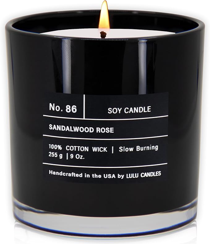 Lulu Candles | Sandalwood Rose | Luxury Scented Soy Jar Candle | Hand Poured in The USA | Highly Scented & Long Lasting (9 Oz.)