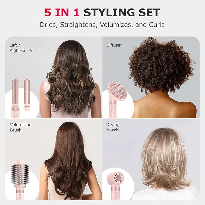 5 in 1 High Speed Hot Air Comb Set 5 in 1 with Diffuser
