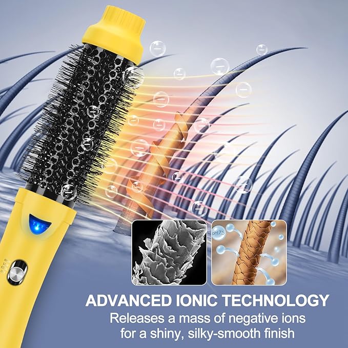 Hair Dryer Brush, Aima Beauty 4-in-1 Upgrade Hot Air Straightener Curler Function for Women, Hair Styling Tools, Yellow-Round
