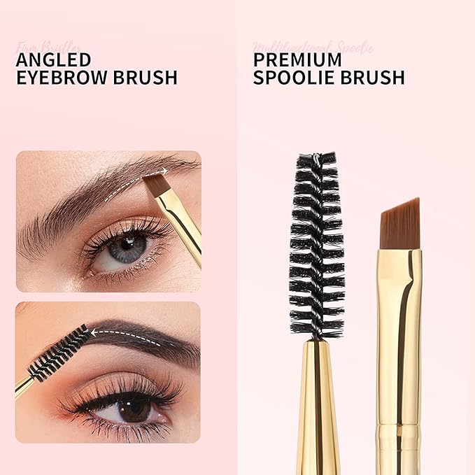 Docolor Eyebrow Brush Duo Eyebrow Spoolie 3Pcs Professional Angled Eye Brow Brush Perfect for Lining and Shaping Brows, Spoolie for Brows or Lashes White