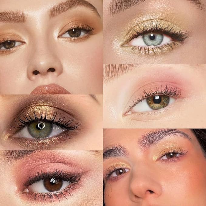 Seven Color Matte Shimmer Eyeshadow, 7 Brown Black Brown & Pink Golden Yellow Light Green Pressed Powder Eyeshadow, Daily Silky Makeup Eyeshadow Palette, Easy to Carry,Vegan & Cruelty-Free, 02 0.25 Oz