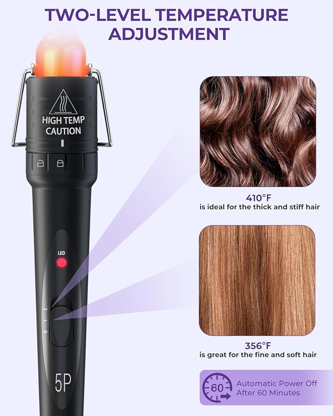 5 in 1 Curling Wand Set: Ohuhu Curling Iron Wand 5Pcs 0.35 to 1.25 Inch Interchangeable Ceramic Barrel Heat Protective Glove 2 Clips Dual Voltage Hair Curler for Girls Women Mother Gift Rainbow