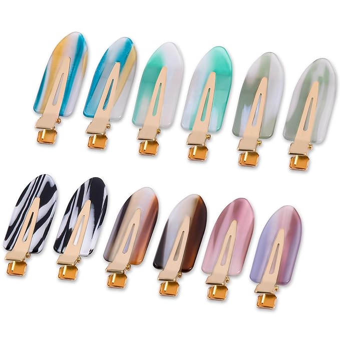 No Crease Creaseless No Bend Hair Clips For Styling Non Slip Flat Clips For Makeup Hair Accessories For Women,Mix Color,12 PCS