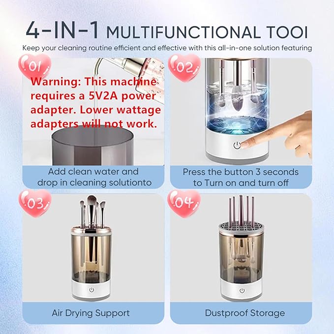 Makeup Brush Cleaner Machine, Upgraded Portable Electric Makeup Brush Cleaner Machine, Automatic Cosmetic Brush Cleaner for Quick & Efficient Cleaning, Suitable for All Brush Sizes(Midnight)