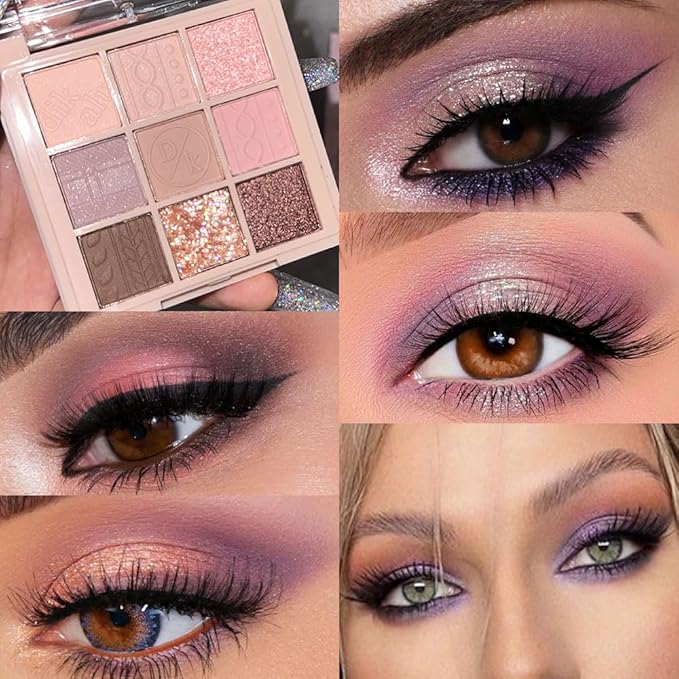9 Colors Nude Champagne Gold Matte Shimmer Eyeshadow Palette for Eye Makeup,High Pigmented Brown Eye Shadow Primers Powder Palet de sombras de ojos-16#