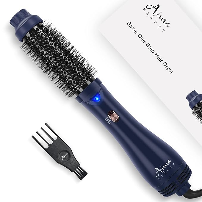 Hair Dryer Brush, Aima Beauty 4-in-1 Upgrade Hot Air Straightener Curler Function for Women, Hair Styling Tools, Prussian Blue-Round