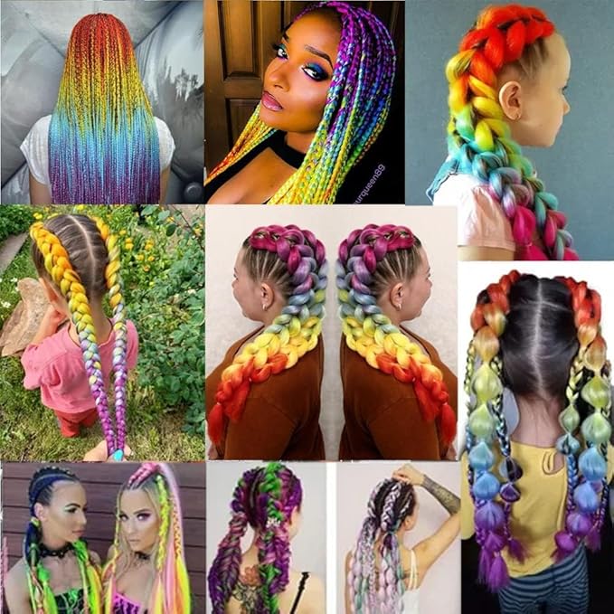 Ombre Braiding hair synthetic Crochet braids twist 24inch 5pcs/lot 100g Ombre two three tone Jumbo braid hair extensions Dreadlocks (rainbow)