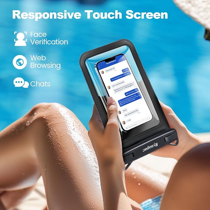 2 Pack Waterproof Phone Pouch - 10in Waterproof Phone Case with Lanyard, IPX8 Cell Phone Dry Bag Beach Cruise Ship Essentials for iPhone 16 15 14 Pro Max, Galaxy S25 S24 Ultra