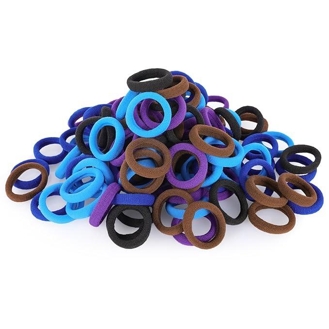 120 Pcs Baby Hair Ties, Cotton Toddler Hair Ties for Girls and Kids, Multicolor Small Seamless Hair Bands Elastic Ponytail Holders(Dark)