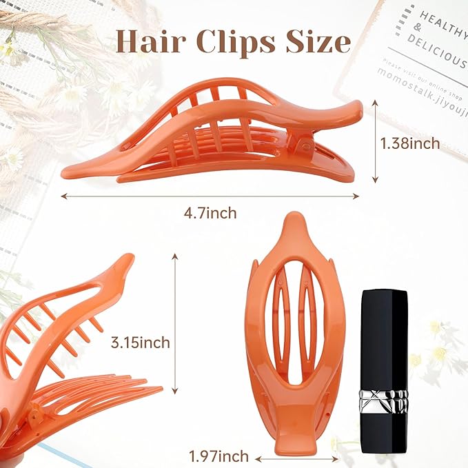 French Flat Hair Clips for Women - 6Pcs Flat Hair Claws for Thin Thick Hair Strong Hold No Slip Grip Hair Claw Clips for Women Girls (Polished(Highly saturated colors))