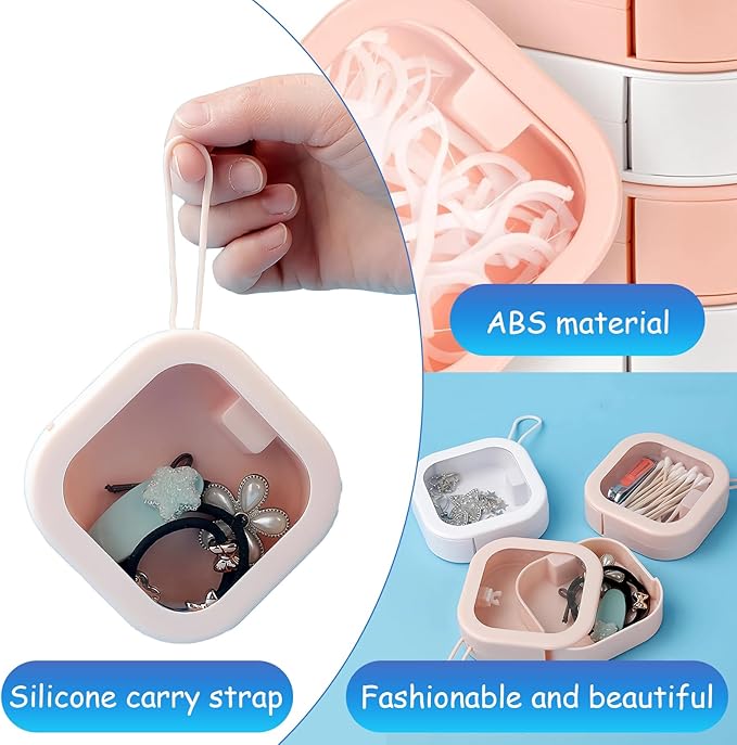 6 Pieces Mini Plasti Storage,Travel Accessories Organizer,for Collecting Small Items, Beads, Jewelry, Business Cards, Game Pieces, Crafts (Pink&White)