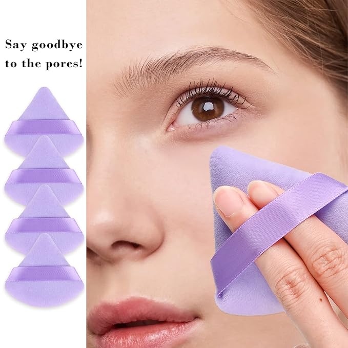 8pcs Triangular Powder Puff Face Soft Velvet Makeup Puff for Loose Powder Body Powder Makeup Sponge for Contouring Wet Dry Foundation Blender Sponge Beauty Makeup Tool.(Purple)