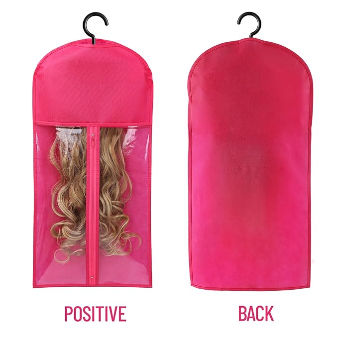 2PCS Wig Bags - Portable Holder for Multiple Wigs & Extensions - Hot Pink