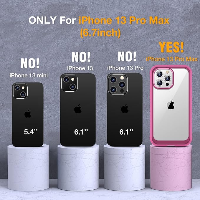Miracase Glass Case for iPhone 13 Pro Max 6.7 inch, Upgrade Full-Body Clear Bumper Case with Built-in 9H Tempered Glass Screen Protector for iPhone 13 Pro Max, Dianthus Red