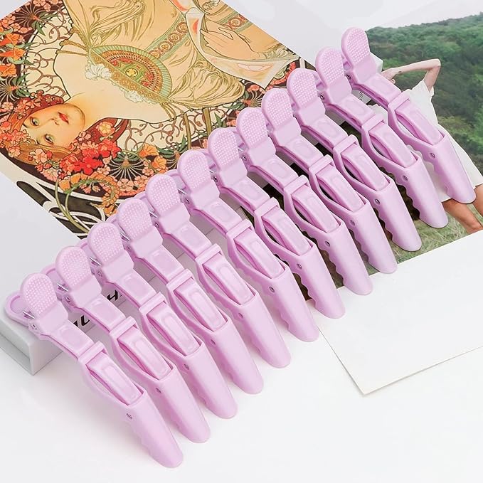 12Pcs Purple Alligator Hair Clips for Styling and Sectioning - Professional Salon Clips, Hair Accessories for Women