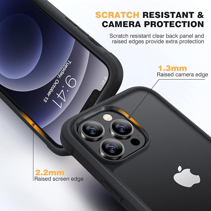 Miracase Designed for iPhone 12 Pro Max Case, Full Body Rugged Case with Built-in Touch Sensitive Anti-Scratch Screen Protector, Soft TPU Case Compatible with iPhone 12 Pro Max 6.7", Matte Black
