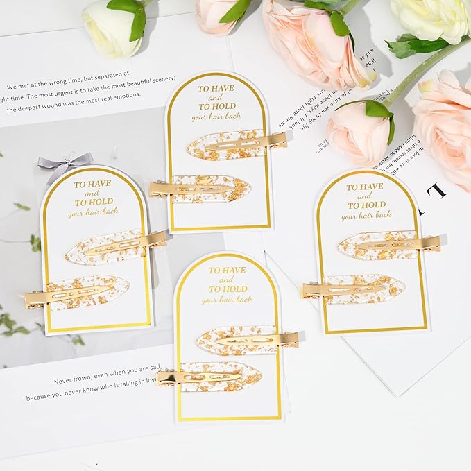 8PCS No Bend No Crease Gold Glitter Makeup Creaseless Hair Clips - Styling Hair Accessories for Bride, Women & Girls