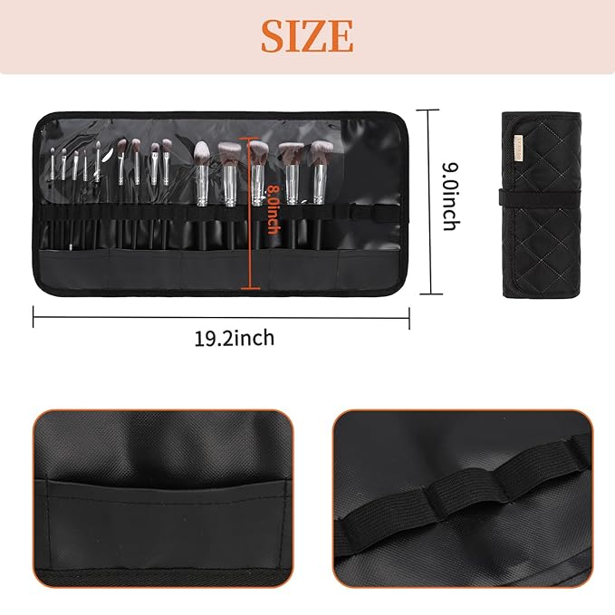 OCHEAL Makeup Brush Set with Holder & Travel Pouch | Professional Makeup Brush Organizer Kit for Women & Makeup Artists | Includes 14-Piece Cosmetic Brushes and Storage Case-Black