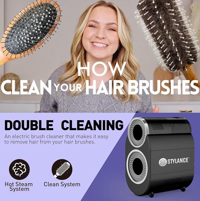 Automatic Hair Brush Cleaning Tool Comb Cleaning Brush Fast Electric Round Brush Cleaner Machine Portable Professional Cleans Brushes- Remover for Removing Hair Dust Home and Salon Use
